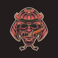 design de camiseta de ilustração vetorial samurai japonês premium vetor