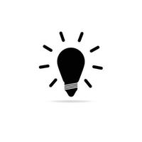 ícone de lâmpada para ideia ou conceito na cor preta sobre fundo branco vetor