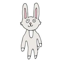 cartoon doodle coelho engraçado linear, coelho isolado no fundo branco. vetor