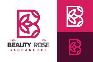 carta b beleza rosa logotipo Projeto símbolo ícone ilustração vetor