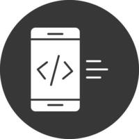 aplicativo desenvolvimento glifo invertido ícone vetor