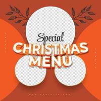 mídia social postar modelo de banner para promoção de menu de Natal. modelo de design de banner quadrado para publicidade ou promoção digital culinária vetor