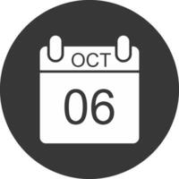 Outubro glifo invertido ícone vetor