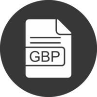 GBP Arquivo formato glifo invertido ícone vetor