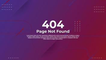 erro 404 de design de plano de fundo, texto de página não encontrada. modelo gradiente fofo, banner ou página do site vetor
