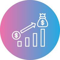 dinheiro crescimento linha gradiente círculo ícone vetor