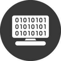 binário código glifo invertido ícone vetor