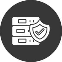 base de dados segurança glifo invertido ícone vetor