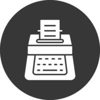 ícone invertido de glifo de máquina de escrever vetor