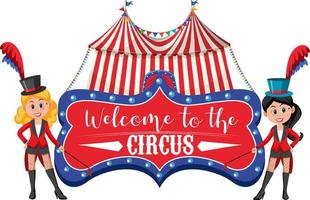 bem-vindo ao banner do circo com personagem de desenho animado mágico vetor