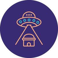 UFO linha dois cor círculo ícone vetor