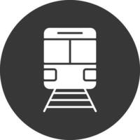 ícone invertido de glifo de trem vetor