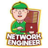 logotipo da profissão de engenheiro de rede vetor