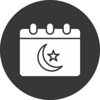 Ramadã Tempo mesa glifo invertido ícone vetor