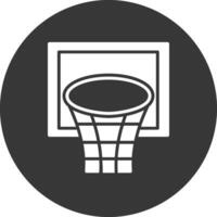 ícone invertido de glifo de cesta de basquete vetor