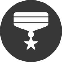 ícone invertido de glifo de medalha vetor