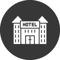 ícone invertido do glifo do hotel vetor