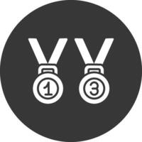 medalhas glifo invertido ícone vetor