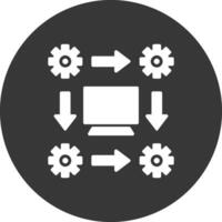 ícone invertido de glifo de fluxo de trabalho vetor