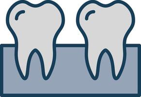 dentes linha preenchidas cinzento ícone vetor