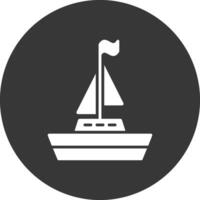 ícone invertido de glifo de barco vetor