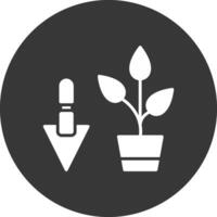 ícone invertido de glifo de jardinagem vetor