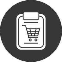 ícone invertido de glifo de compras vetor