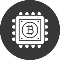 bitcoin processo glifo invertido ícone vetor