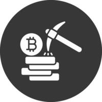 bitcoin mineração glifo invertido ícone vetor