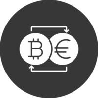 bitcoin trocador glifo invertido ícone vetor