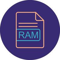 RAM Arquivo formato linha dois cor círculo ícone vetor