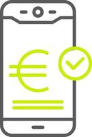 euro pagar linha dois cor ícone vetor