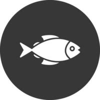 ícone invertido de glifo de peixe vetor