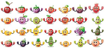 Conjuntos de rostos de frutas vetor