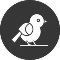 ícone invertido de glifo de pássaro vetor