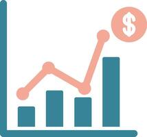 vendas Estatisticas glifo dois cor ícone vetor