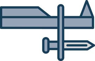 baioneta linha preenchidas cinzento ícone vetor