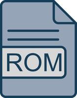 ROM Arquivo formato linha preenchidas cinzento ícone vetor