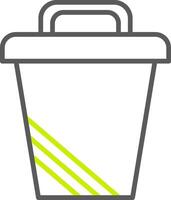 ícone de lata de lixo alinhado com duas cores vetor