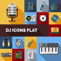 Dj Icons Set Plano vetor