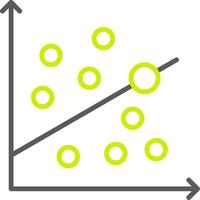 ícone de duas cores de linha de gráfico de dispersão vetor