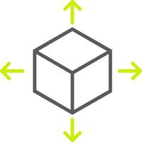 ícone de duas cores de linha de cubo vetor