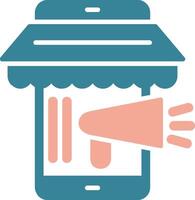 ícone de duas cores de glifo de marketing móvel vetor
