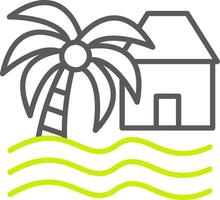 ícone de duas cores de linha de casa de praia vetor