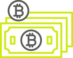 bitcoin dinheiro linha dois cor ícone vetor