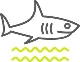 ícone de duas cores de linha de tubarão vetor