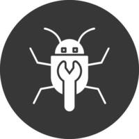 ícone invertido de glifo de correção de bug vetor