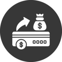 ícone invertido de glifo de cheque bancário vetor
