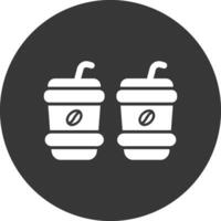 ícone invertido de glifo de xícaras de café vetor