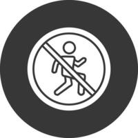 Proibido placa glifo invertido ícone vetor